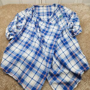 UG Apparel NCAA Florida Gators Shirt Half Sleeve Plaid Blue Orange M Open Front